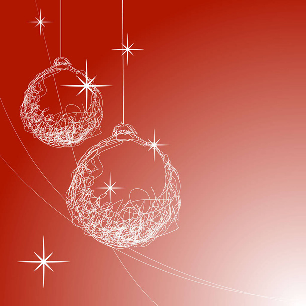 christmas hand drawn ball in the red background - Vetor, Imagem