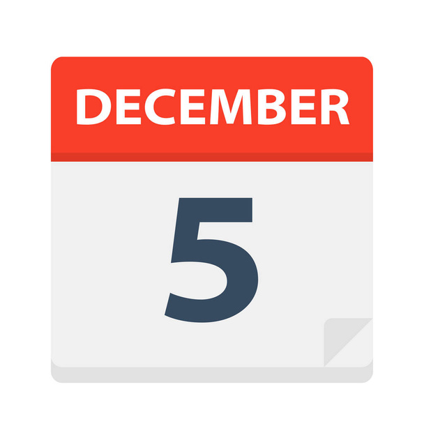 5 Δεκεμβρίου - εικονίδιο ημερολογίου - εικονογράφηση διάνυσμα - Διάνυσμα, εικόνα