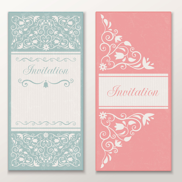 Set of beautiful wedding invitations. - Vector, afbeelding