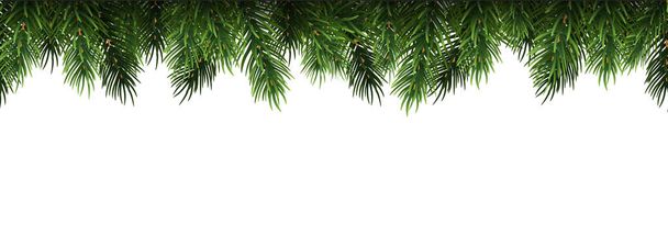 水平のモミの枝、松ぼっくりで枠をクリスマス。ベクトル図. - ベクター画像