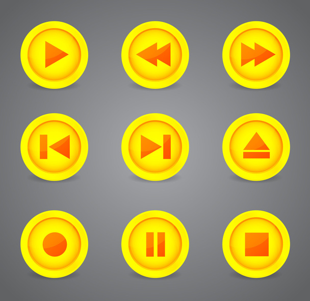 Media player glossy buttons collection - Διάνυσμα, εικόνα
