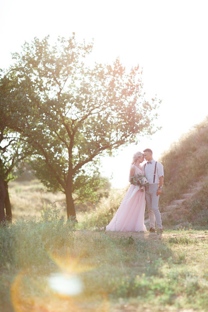 wedding couple on the nature in summer day. - Fotografie, Obrázek