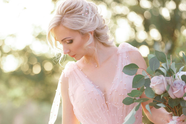 Portrait of beautiful bride in the nature. - Photo, image