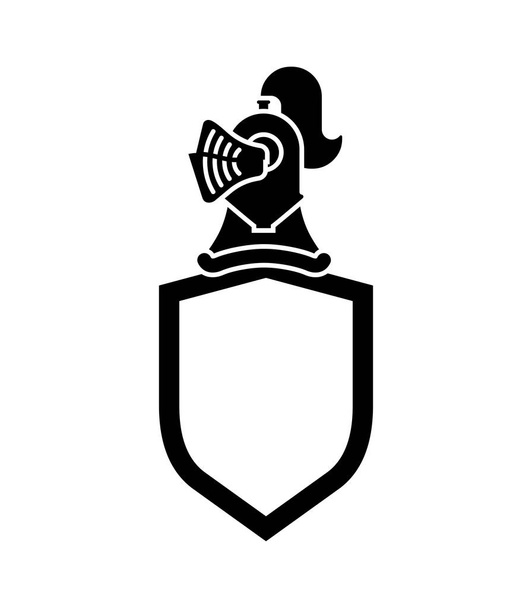 Геральдический щит Рыцаря Шлема. Шаблон геральдический элемент дизайна. Герб королевской семьи
 - Вектор,изображение