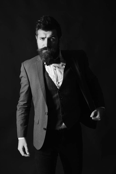 Director or entrepreneur with stylish beard and moustache. - Fotoğraf, Görsel