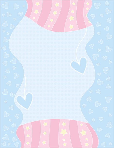 Romantic background with hearts, dots and stars - Vector, Image