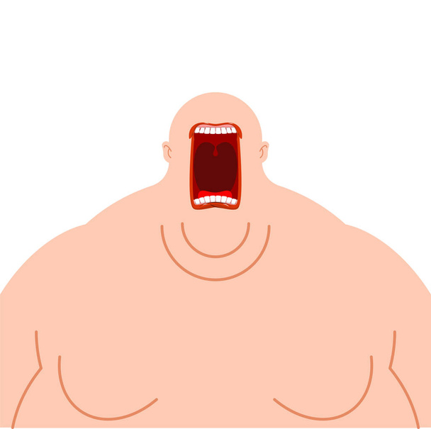 Glutton com fome. Homem gordo, boca aberta. fatso comido pesado
 - Vetor, Imagem