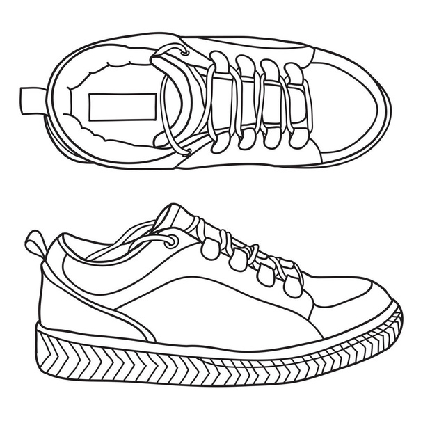 Ручні кросівки, спортивне взуття. Doodle Векторні ілюстрації
. - Вектор, зображення