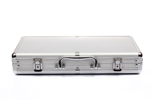 Metallic suitcase on white background, metalic briefcase - Foto, immagini