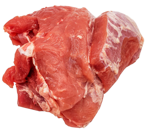 Trozo de carne fresca cruda aislada sobre fondo blanco - Foto, Imagen