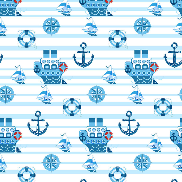 sea pattern in flat style - Vector, Image