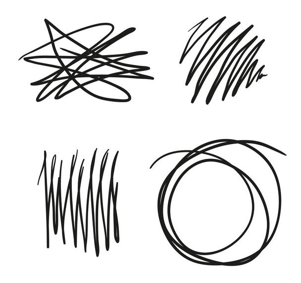 Vector set of hand-drawn scribble line shape. Sketch style Doodle. Vector elements isolated on light background. - Vector, Image
