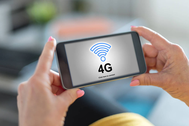 Smartphone screen displaying a 4g network concept - Photo, Image