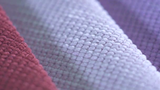 High quality fabrics, various colors of macro textiles,slow mo macro - Felvétel, videó