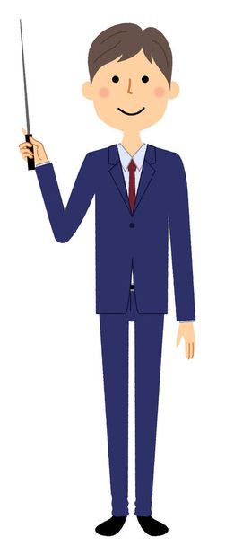 Businessman,Pointer stick/It is an illustration of a businessman pointing to a stick. - Vector, afbeelding