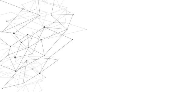 Stip en lijn verbinding knooppunten abstracte achtergrond. Vector plexus netwerk veelhoek patroon op witte achtergrond - Vector, afbeelding