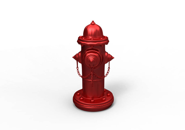 Трехмерная иллюстрация красного пожарного гидранта на белом фоне
 - Фото, изображение