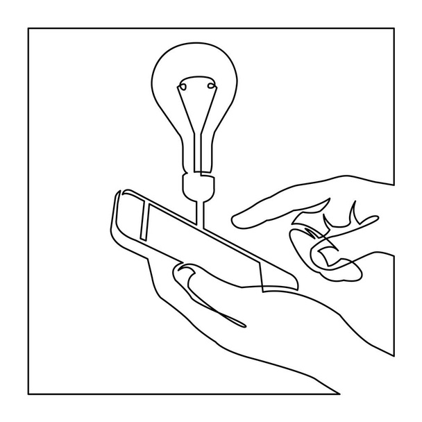 kontinuální kresba rukou našel nějaký nápad na smartphone - Vektor, obrázek