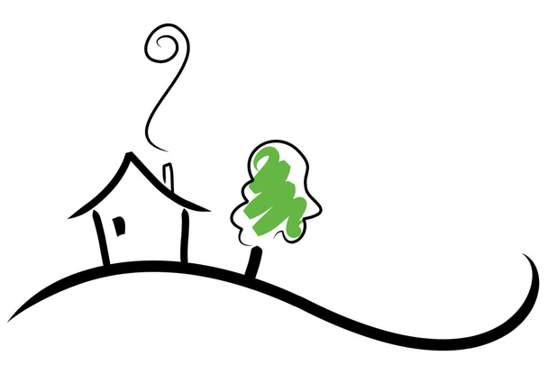 House on a hill - Vector, Image