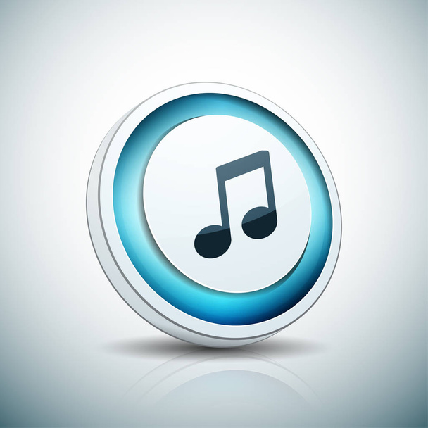 Internet round button with music note on white background  - Vector, imagen