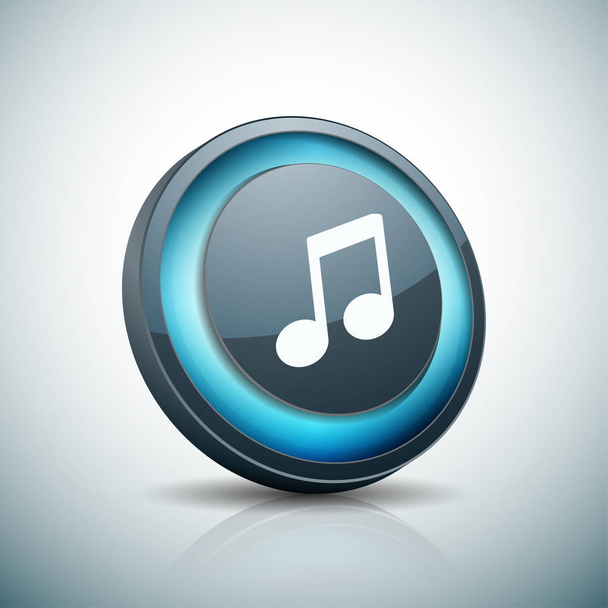 Internet botão redondo com nota de música no fundo branco
  - Vetor, Imagem