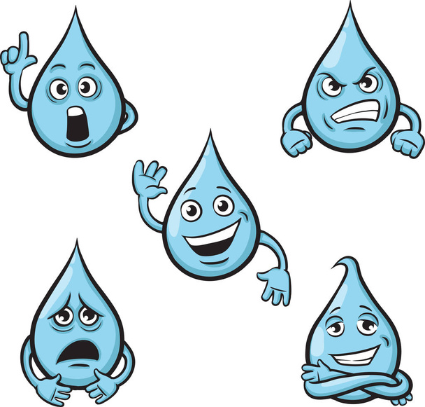 Vector illustration of water drop cartoon character. Easy-edit layered vector EPS10 file scalable to any size without quality loss. High resolution raster JPG file is included. - Вектор, зображення