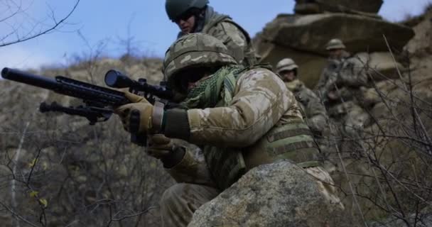 Soldier providing cover during a mission - Footage, Video