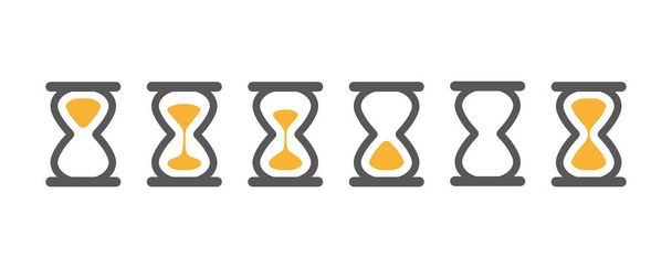Hourglass various icons for animation frames. Gray sandglass, sandclock, countdown and process timer collection on white background. - Vector, Image