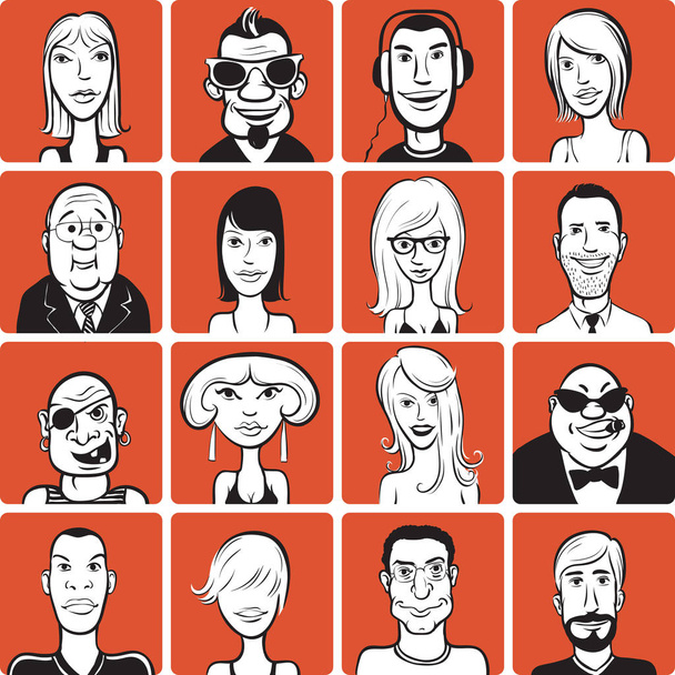 Vector illustration of various doodle faces - Vector, Image