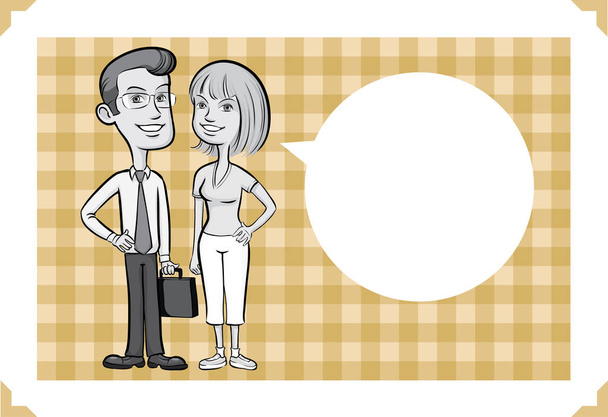 Greeting card with family couple - Vector, Image
