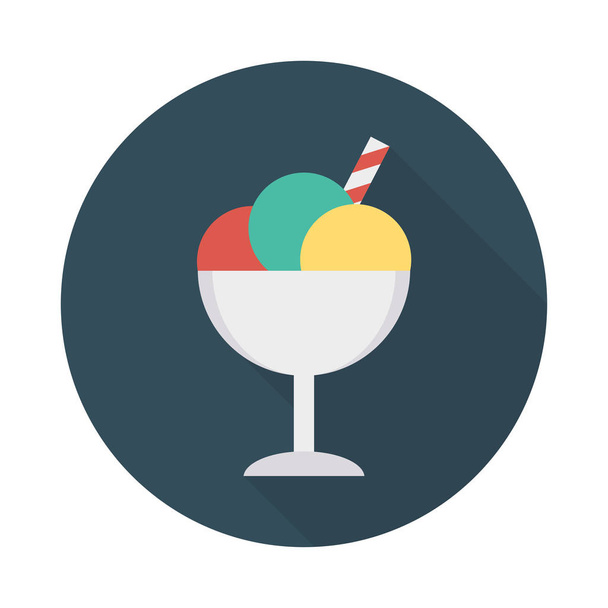 bowl with ice cream flat icon , vector, illustration - Vector, imagen