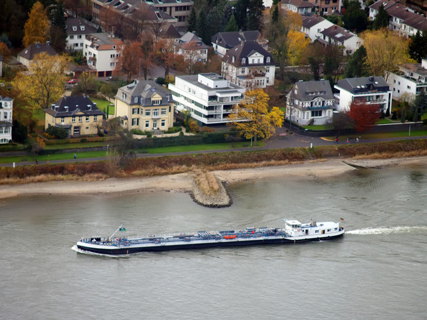 Barge on the river Rhein in the villas q - Photo, Image