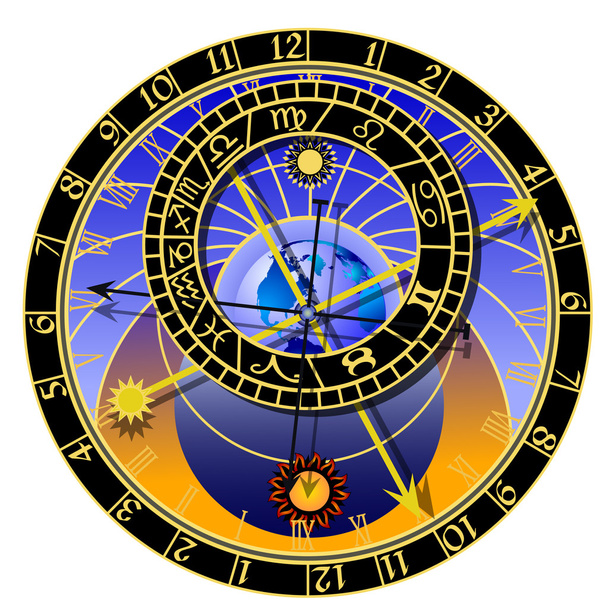 Astronomical clock - vector - Vektör, Görsel