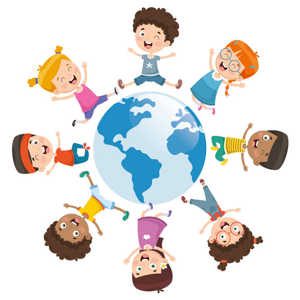 Vectorillustratie van kinderen over de hele wereld - Vector, afbeelding