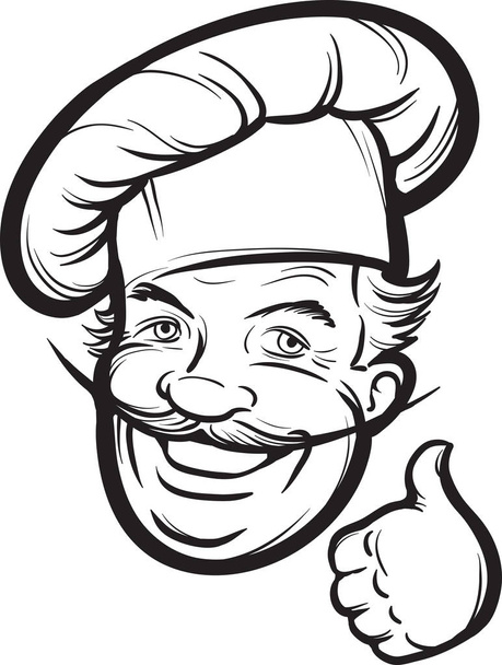 desenho quadro branco - cozinheiro chef sorridente
 - Vetor, Imagem
