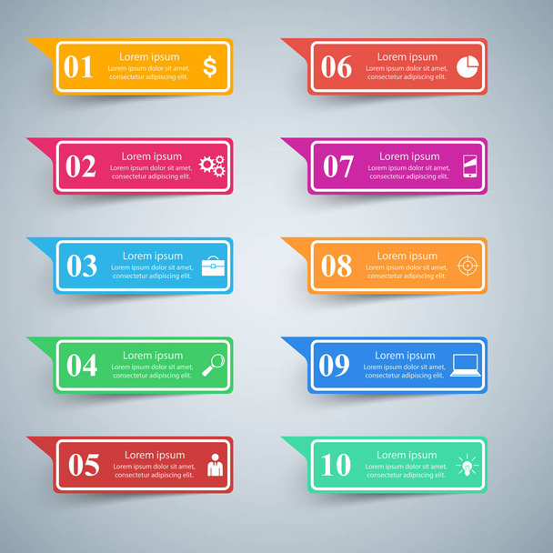 Infographic design. List of 10 items. - Vektor, obrázek
