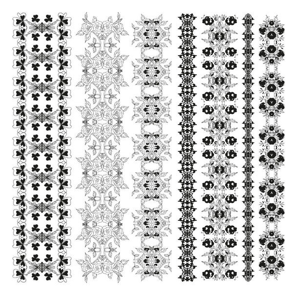 Decorative elements, lines, frames. Template. Set. Black pattern on a white background. - Vector, Image
