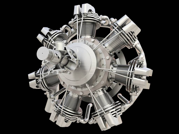 Antiguo motor de combustión interna de aviones circulares. renderizado 3d
 - Foto, imagen