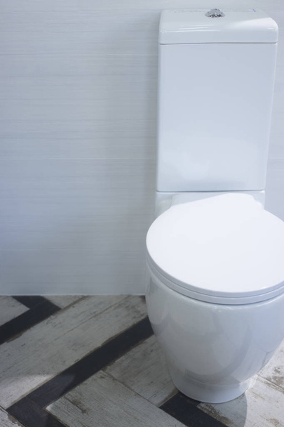 Bathroom showroom display of new design option for toilet home building improvement lavatory works. - Фото, зображення
