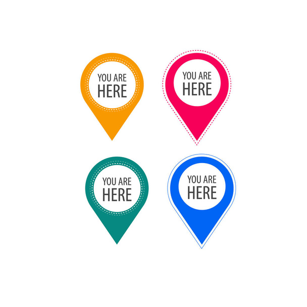 You are here icons. Info speech bubble symbol. Map pointer with your location sign. Hand cursor. Flat icon pointers. - Vector, Image