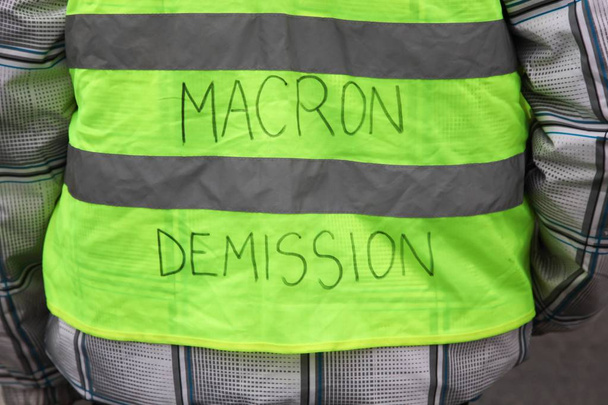 Yellow vests protest against higher fuel prices and ask president Macron departure in France - Photo, Image