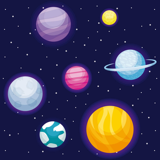 planeten ruimte universum pictogram - Vector, afbeelding