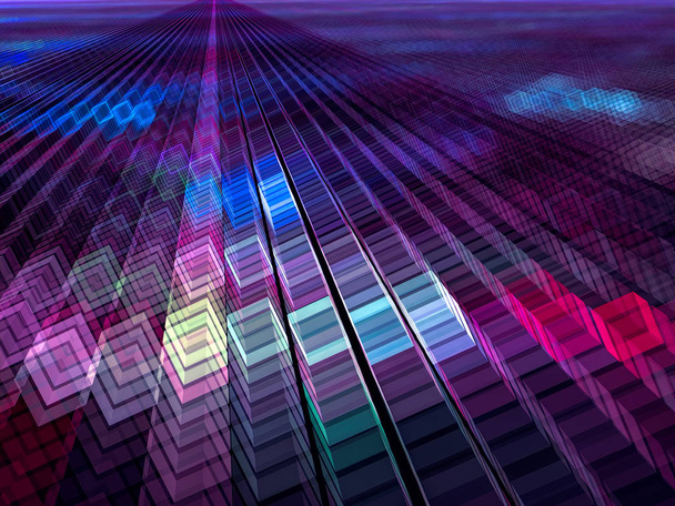 Цветные кубики на фиолетовом фоне - абстрактная компьютерная 3D иллюстрация. Цифровое искусство: способ состоит из блоков. Для рабочего стола обои, веб-дизайн, обложки
. - Фото, изображение