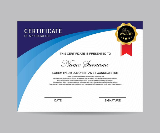 Moderne certificaatsjabloon en achtergrond - Vector, afbeelding