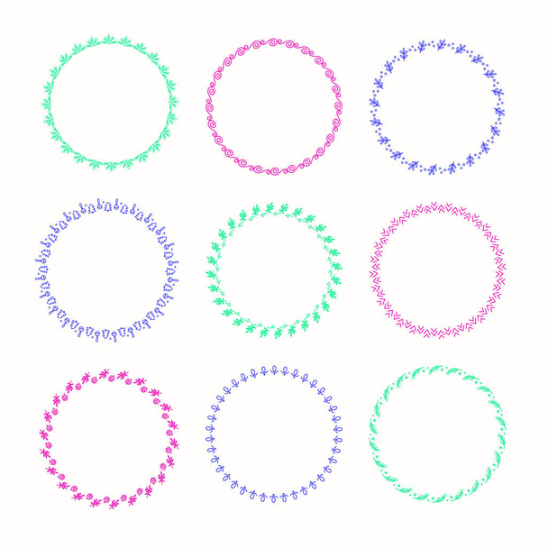 Holiday collection of vector graphic circle frames. Wreaths for Christmas design - Vector, Image