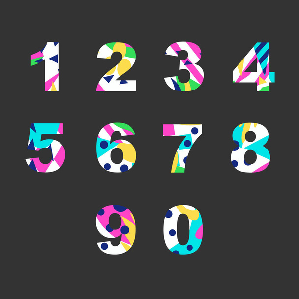 Set of numbers with unique bright fill. Great for postcard, textiles, advertising,  invitation for a holiday and other design. - Διάνυσμα, εικόνα