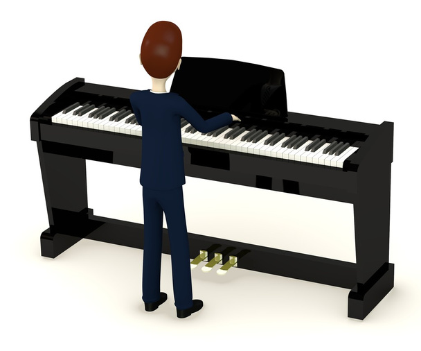 3D-Darstellung von Cartoon-Figuren, die auf digitalem Piano spielen - Foto, Bild