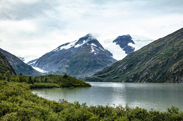 A view of the Portage Glacier and Portage Lake on Kenai Peninsula, Alaska - Fotó, kép