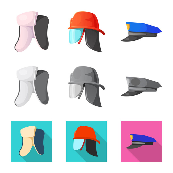 Vector design of headgear and cap symbol. Collection of headgear and accessory stock vector illustration. - Vettoriali, immagini