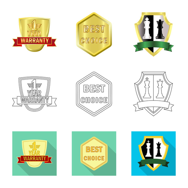 Isolated object of emblem and badge icon. Collection of emblem and sticker stock symbol for web. - Vektor, kép